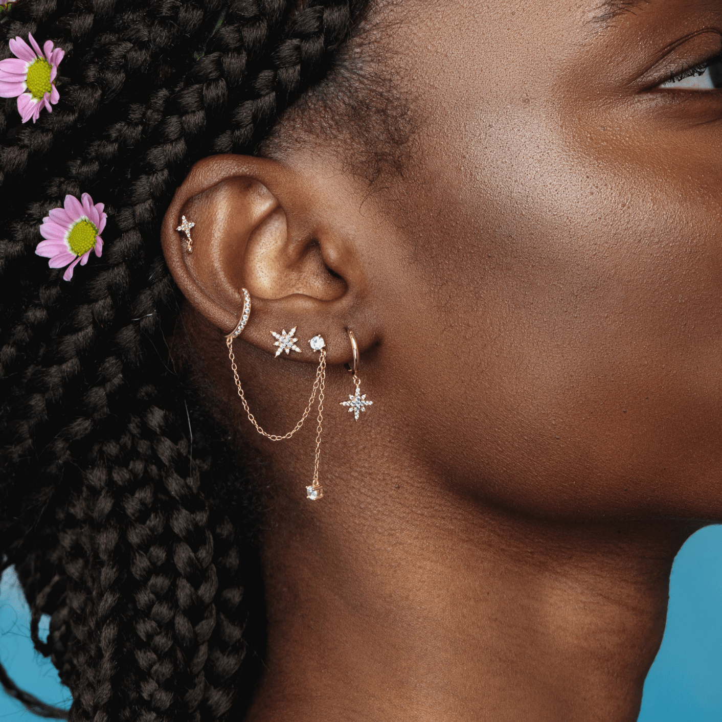 BOUCLES D'OREILLES DAMAS- 925 sterling silver / 24K gold