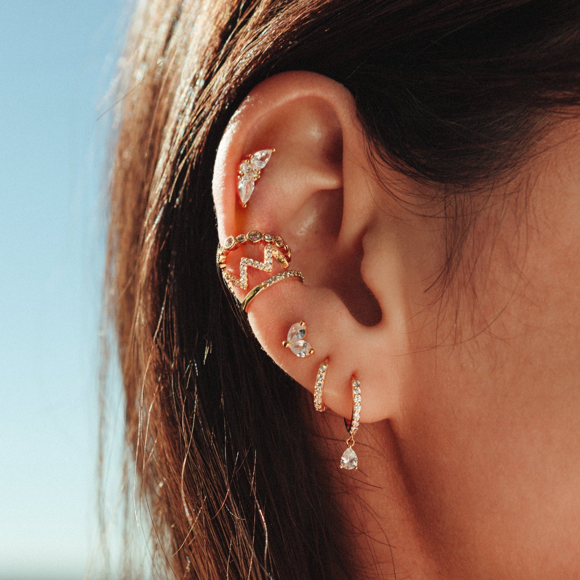 BOUCLES D'OREILLES SINGAPOUR - 925 sterling silver / 24K gold